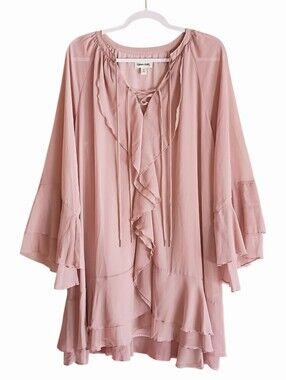 NWT OPEN EDIT Ruffle Chiffon Shift Dress MEDIUM